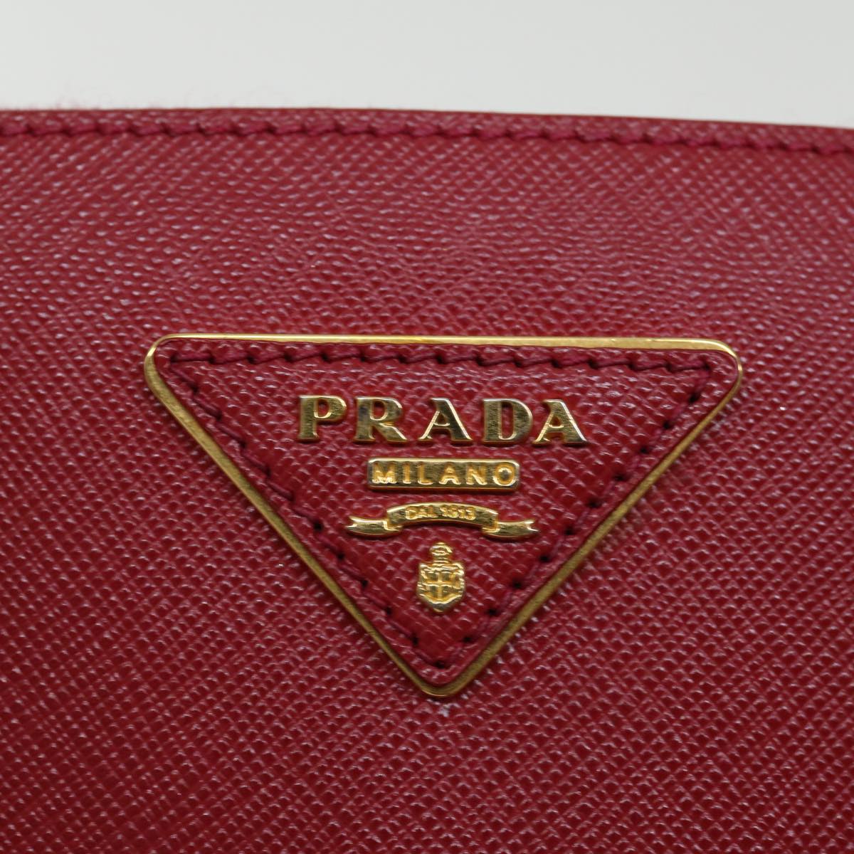 PRADA Galleria Hand Bag Safiano leather Red Auth am6067