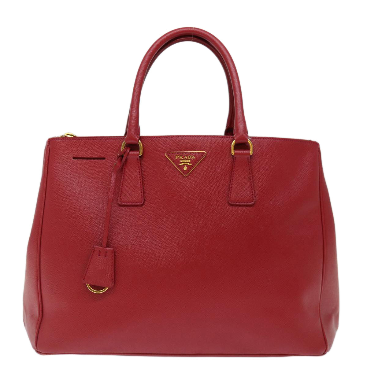 PRADA Galleria Hand Bag Safiano leather Red Auth am6067