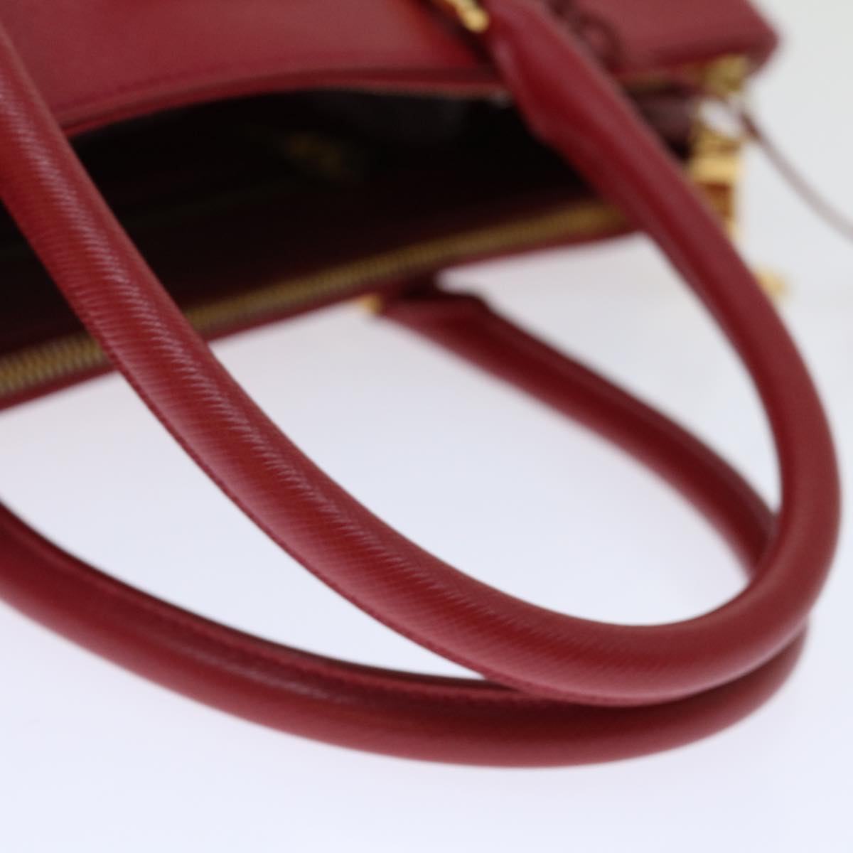 PRADA Galleria Hand Bag Safiano leather Red Auth am6067