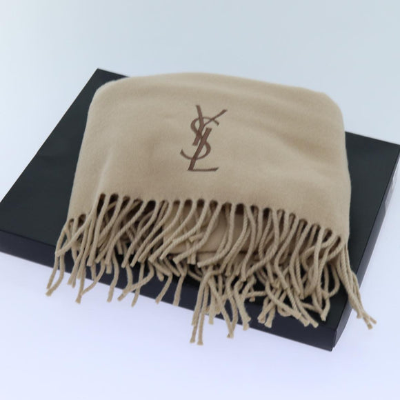 SAINT LAURENT Kneeling blanket Wool 27.6""""-55.1"""" Beige Auth am6069