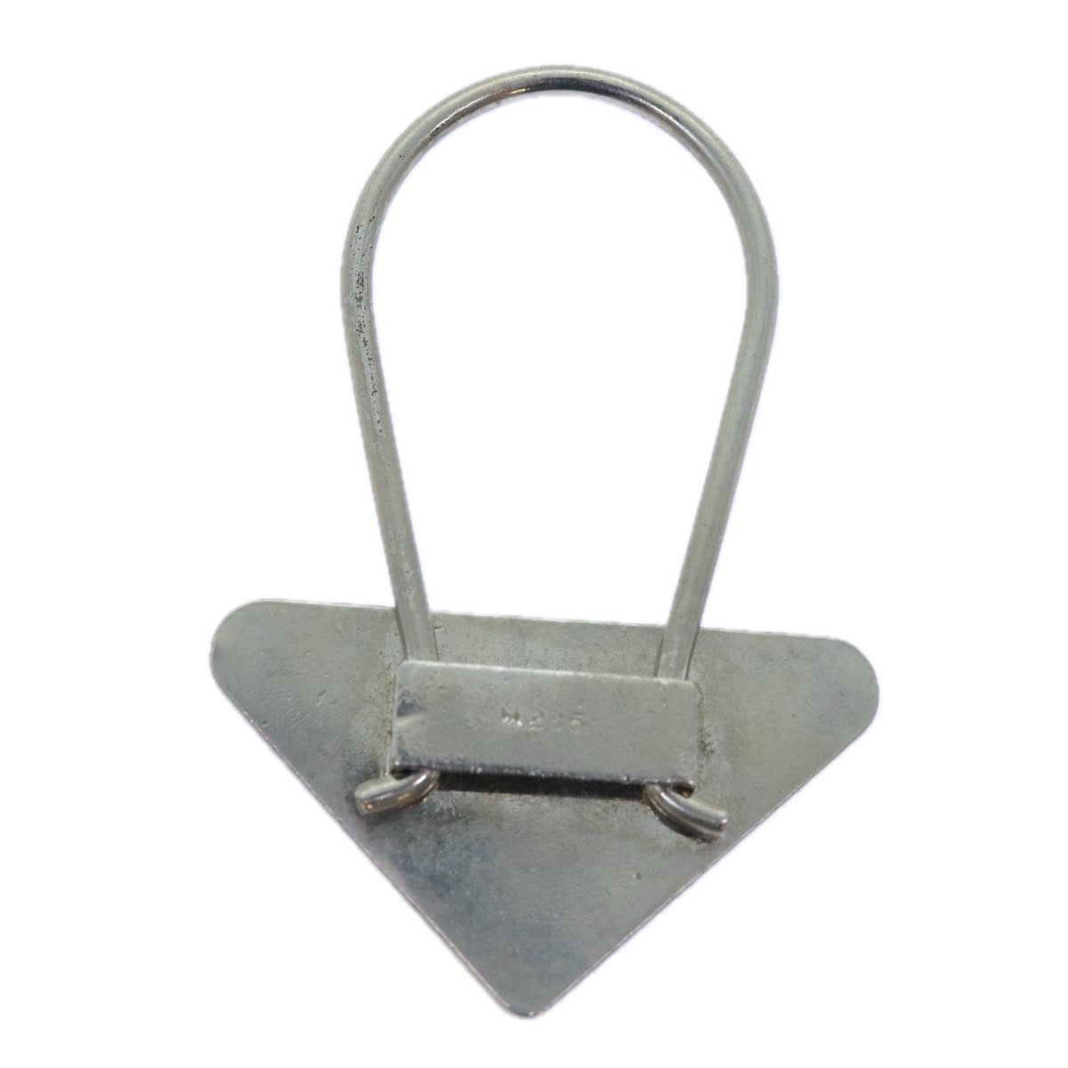 PRADA Triangle Plate Key Ring metal Black Auth am6073