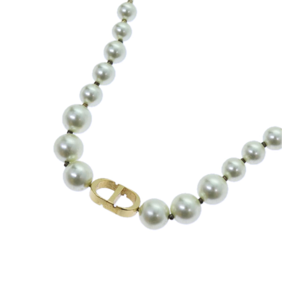 Christian Dior Pearl Necklace metal White Auth am6079 - 0