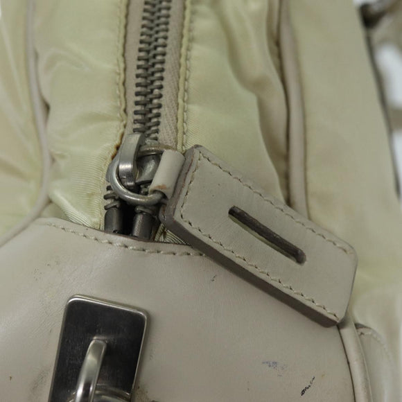 PRADA Shoulder Bag Nylon Beige Auth am6097