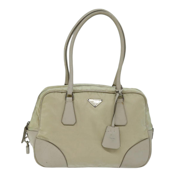 PRADA Shoulder Bag Nylon Beige Auth am6097