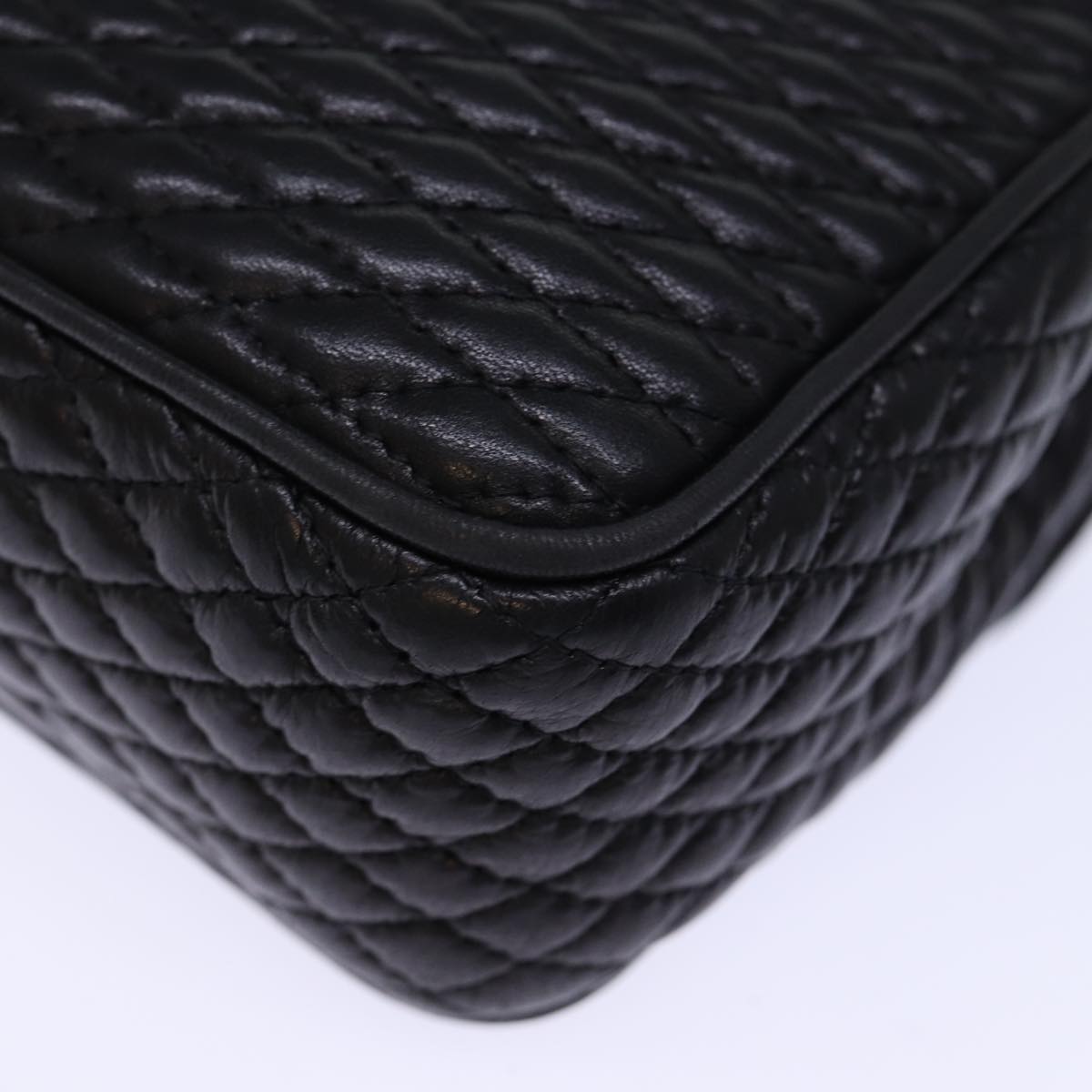 BALLY Quilted Chain Shoulder Bag Leather Black Auth am6105