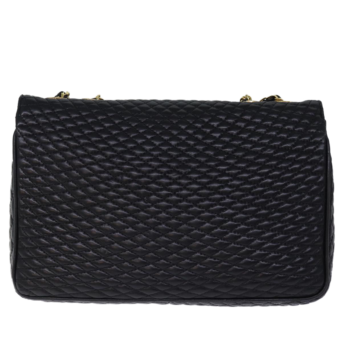 BALLY Quilted Chain Shoulder Bag Leather Black Auth am6105 - 0