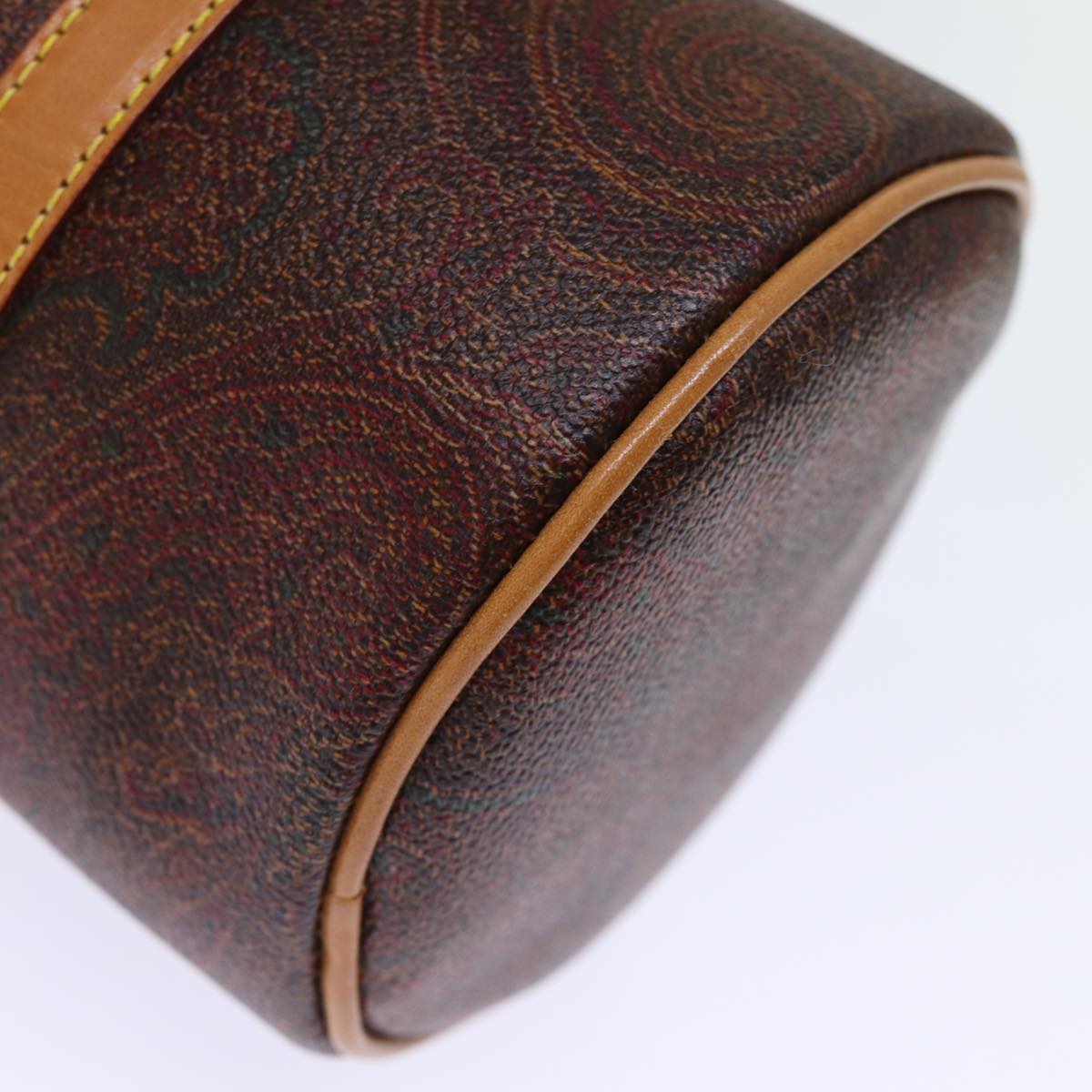 ETRO Paisley Hand Bag PVC Leather Brown Auth am6106