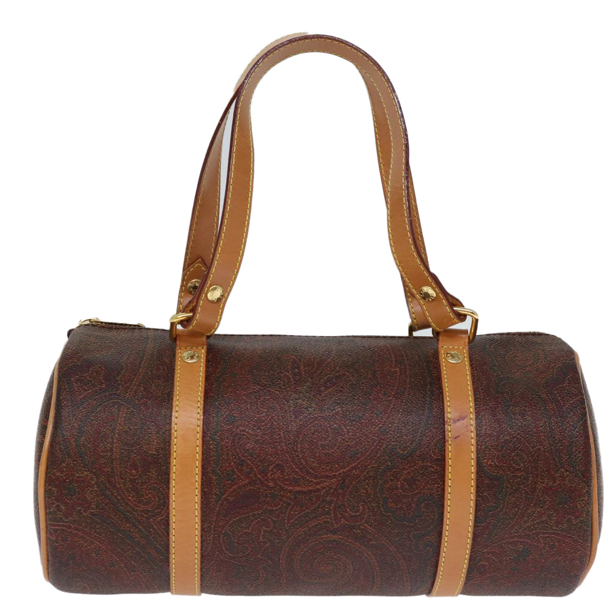 ETRO Paisley Hand Bag PVC Leather Brown Auth am6106