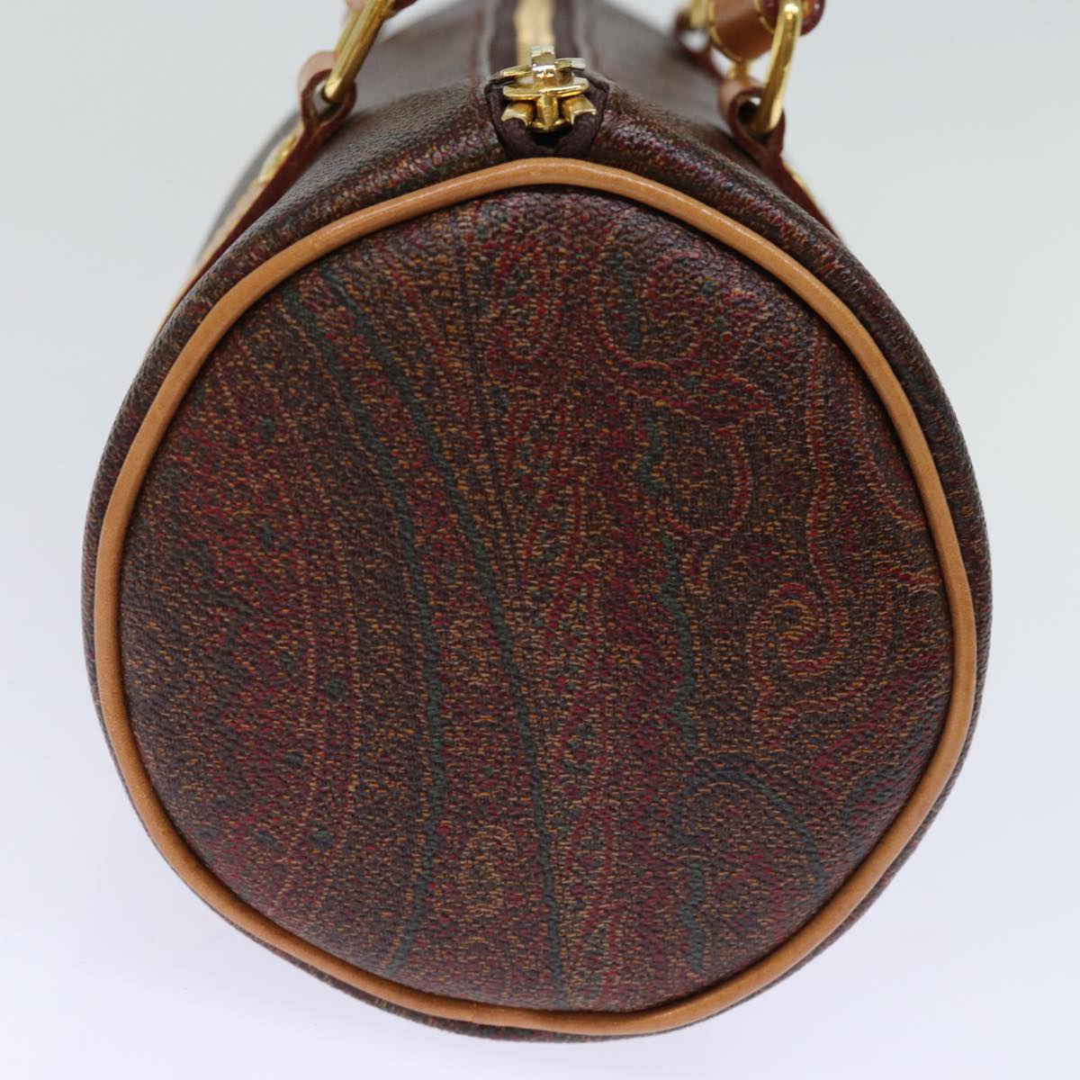 ETRO Paisley Hand Bag PVC Leather Brown Auth am6106