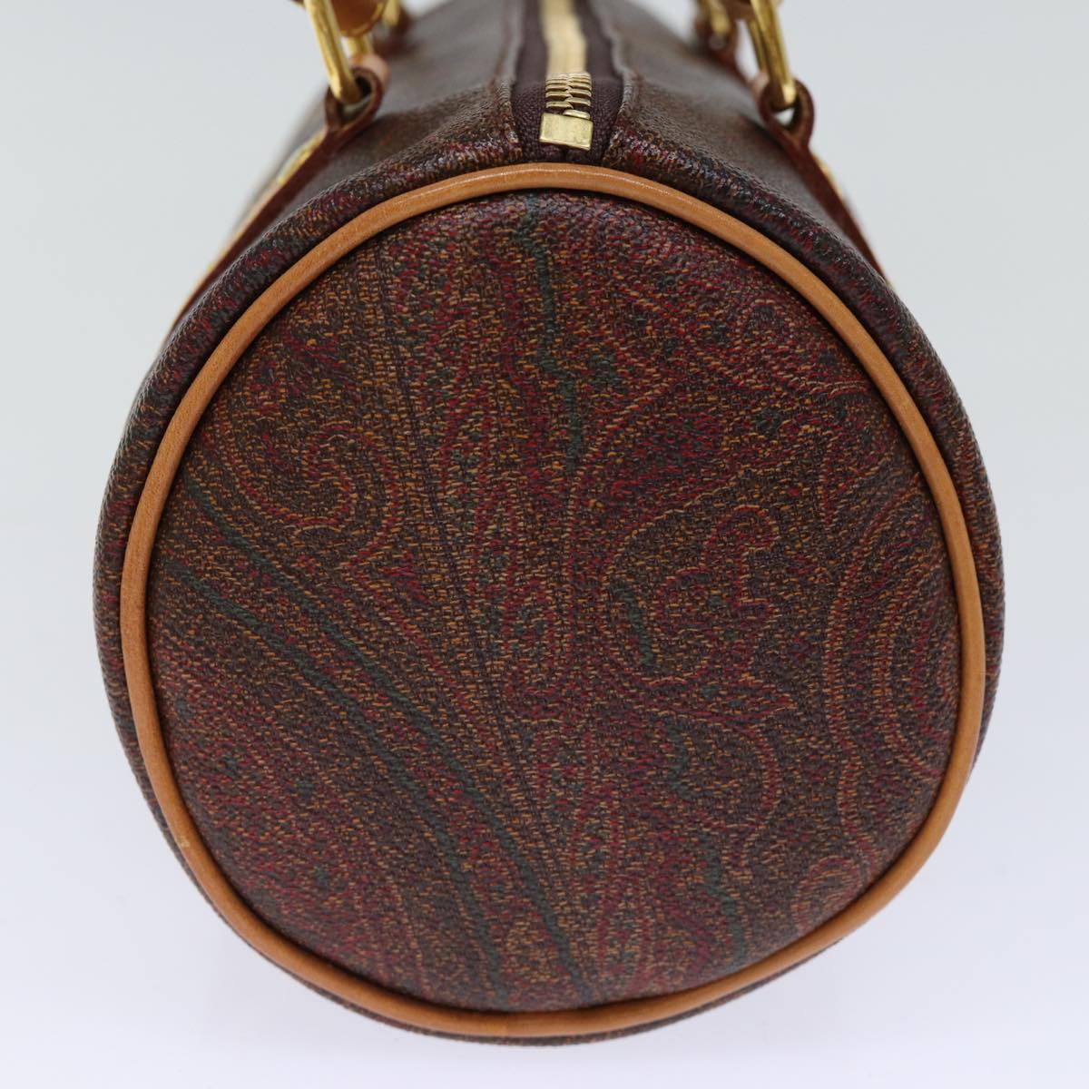 ETRO Paisley Hand Bag PVC Leather Brown Auth am6106