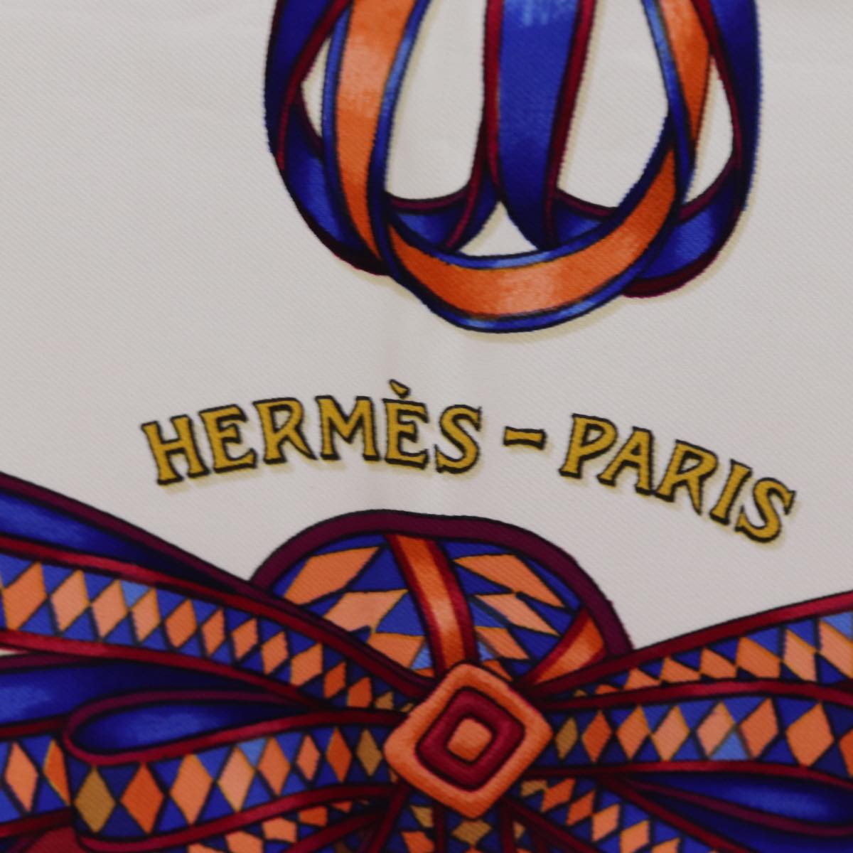 HERMES Carre 90 Scarf ""LES RUBANS DU CHEVAL"" Silk Red Auth am6113