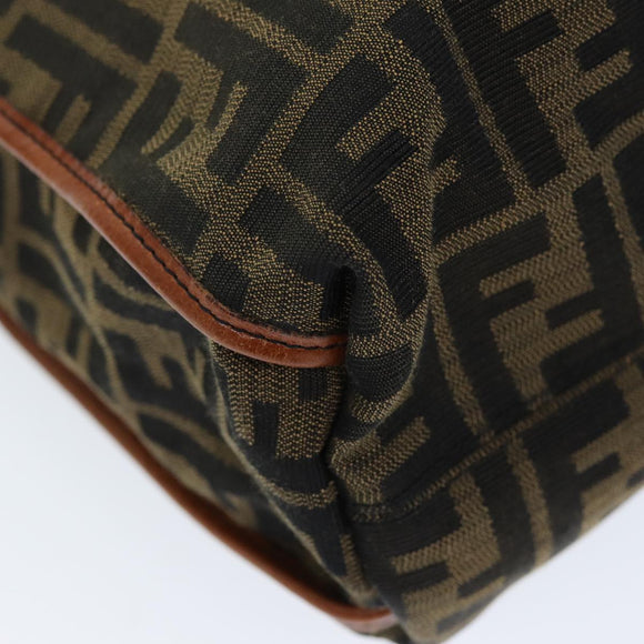 FENDI Zucca Canvas Tote Bag Brown Black Auth am6121