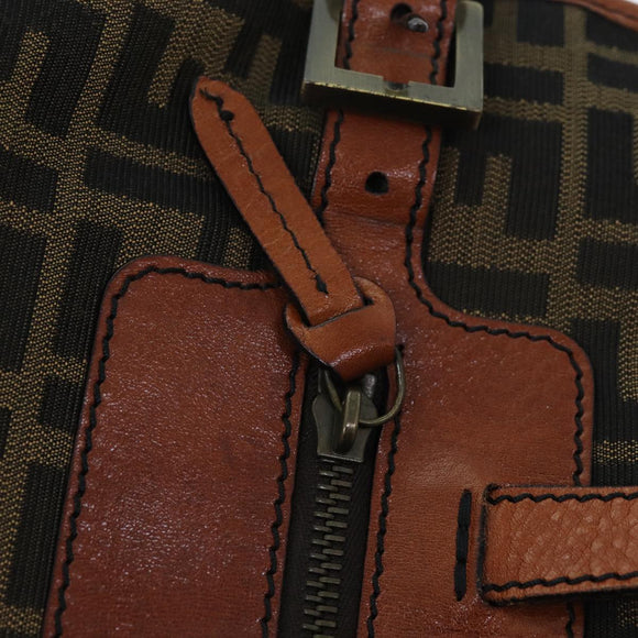 FENDI Zucca Canvas Tote Bag Brown Black Auth am6121