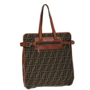 FENDI Zucca Canvas Tote Bag Brown Black Auth am6121-1