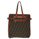 FENDI Zucca Canvas Tote Bag Brown Black Auth am6121-13