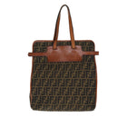 FENDI Zucca Canvas Tote Bag Brown Black Auth am6121-2