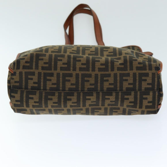 FENDI Zucca Canvas Tote Bag Brown Black Auth am6121