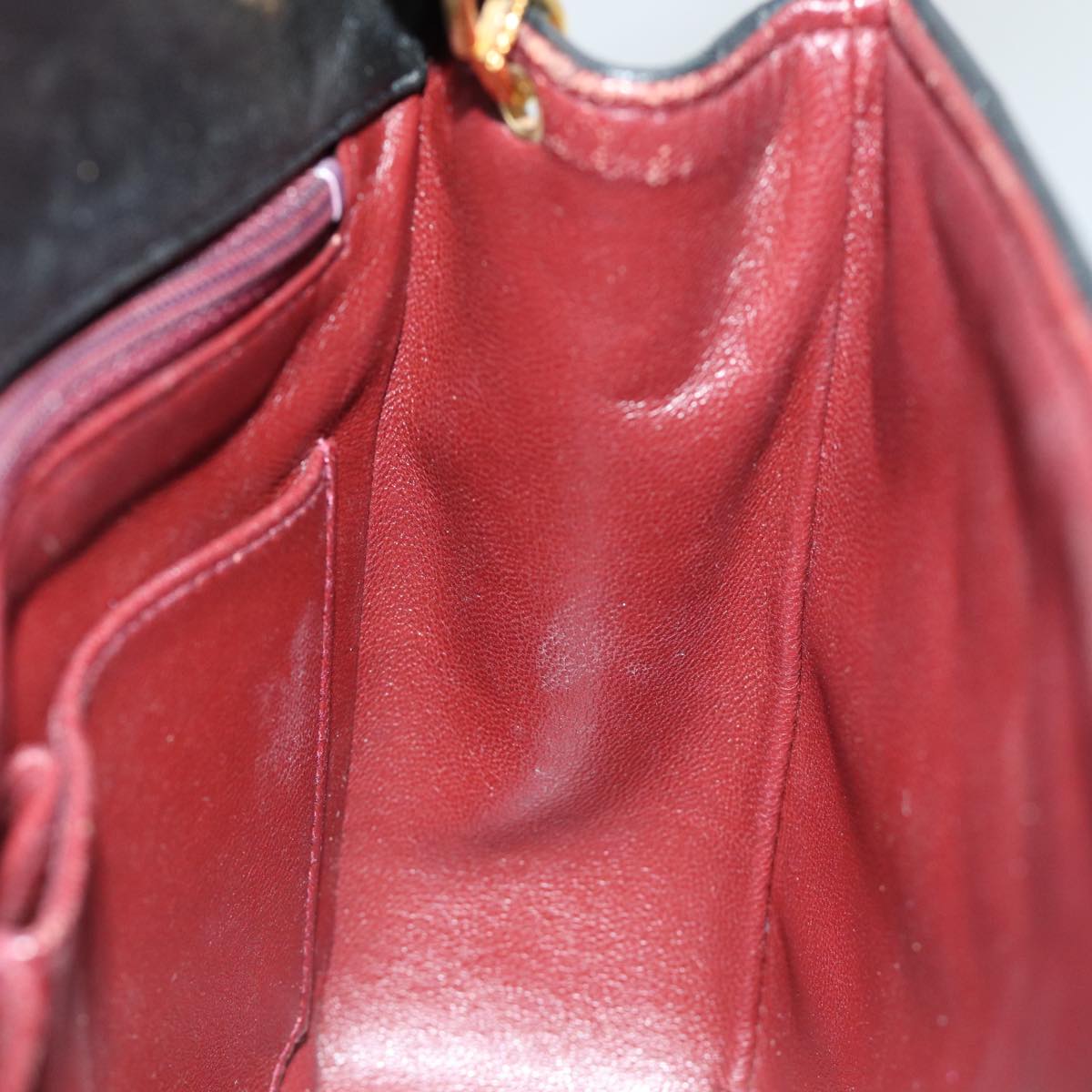 CHANEL Mini Matelasse Chain Shoulder Bag Lamb Skin Black CC Auth am6122A