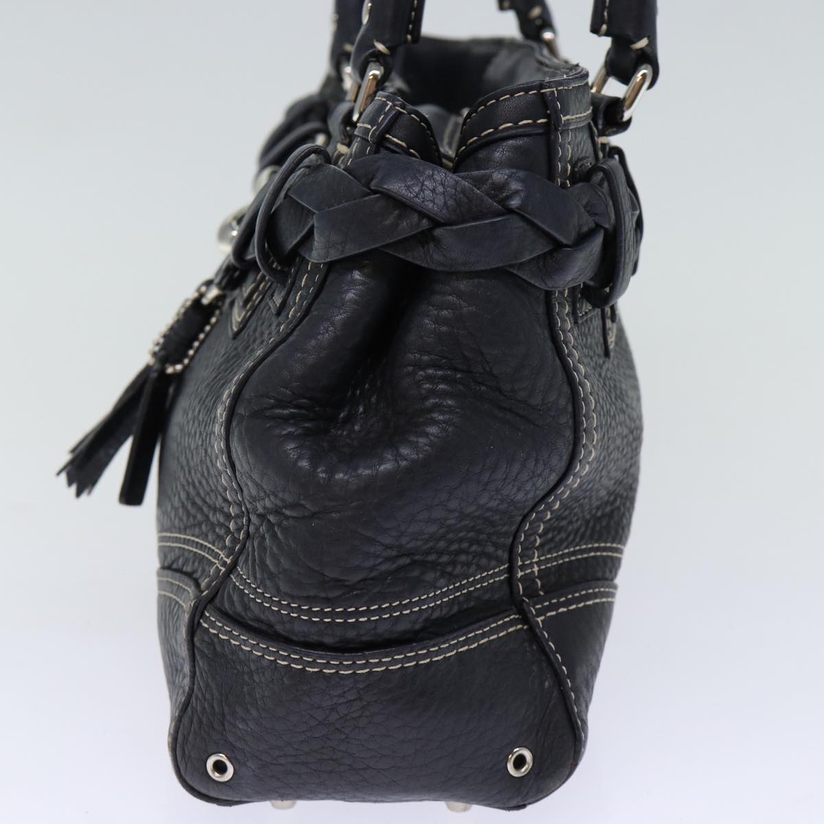 Coach Hand Bag Leather Black Auth am6139