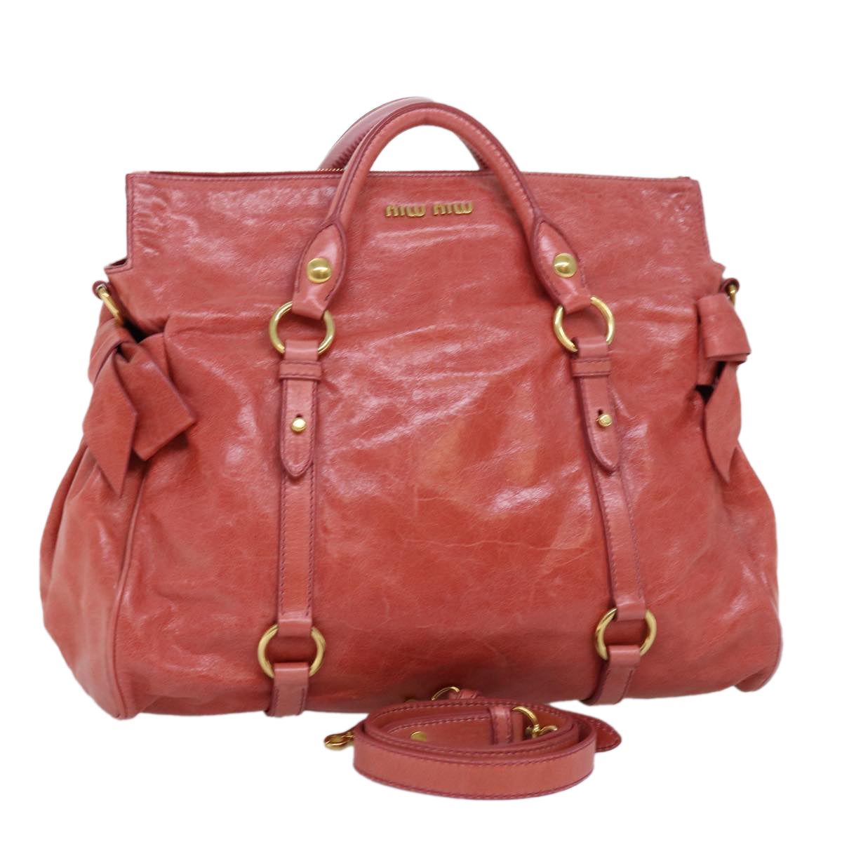 Miu Miu Hand Bag Leather 2way Pink Auth am6140