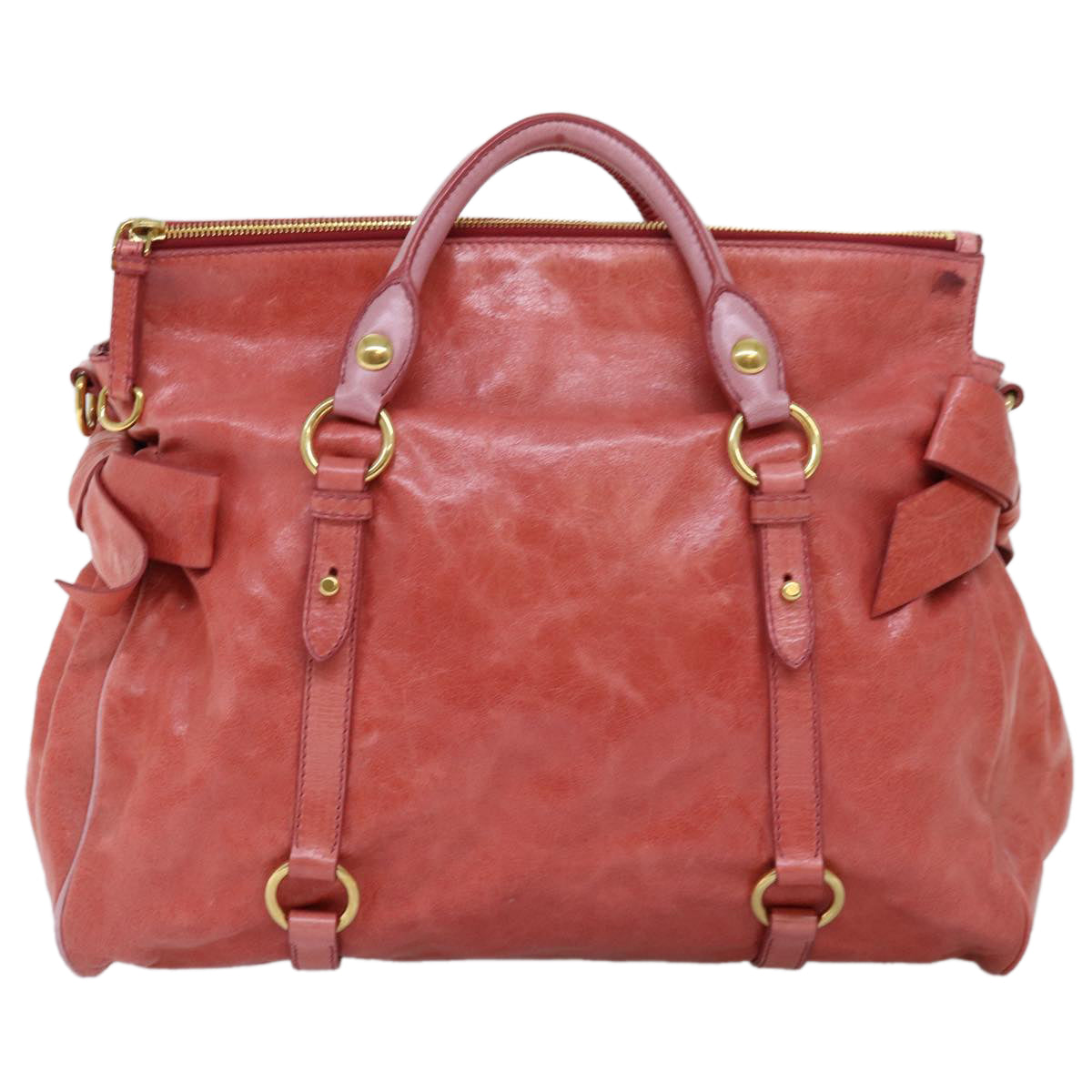 Miu Miu Hand Bag Leather 2way Pink Auth am6140 - 0
