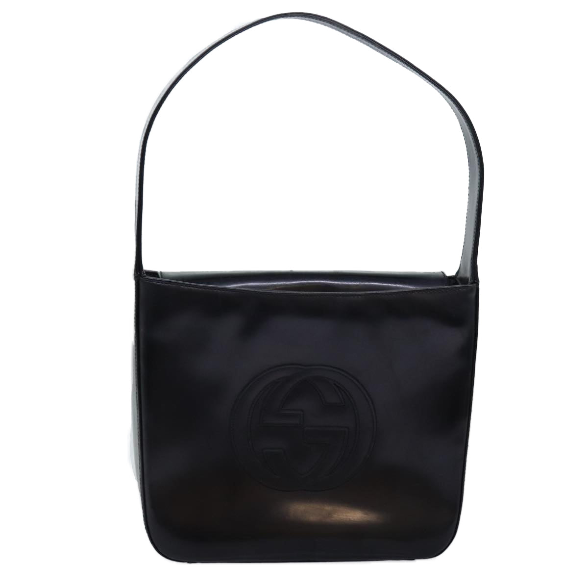 GUCCI Shoulder Bag Enamel Black 000 1186 0506 Auth am6143