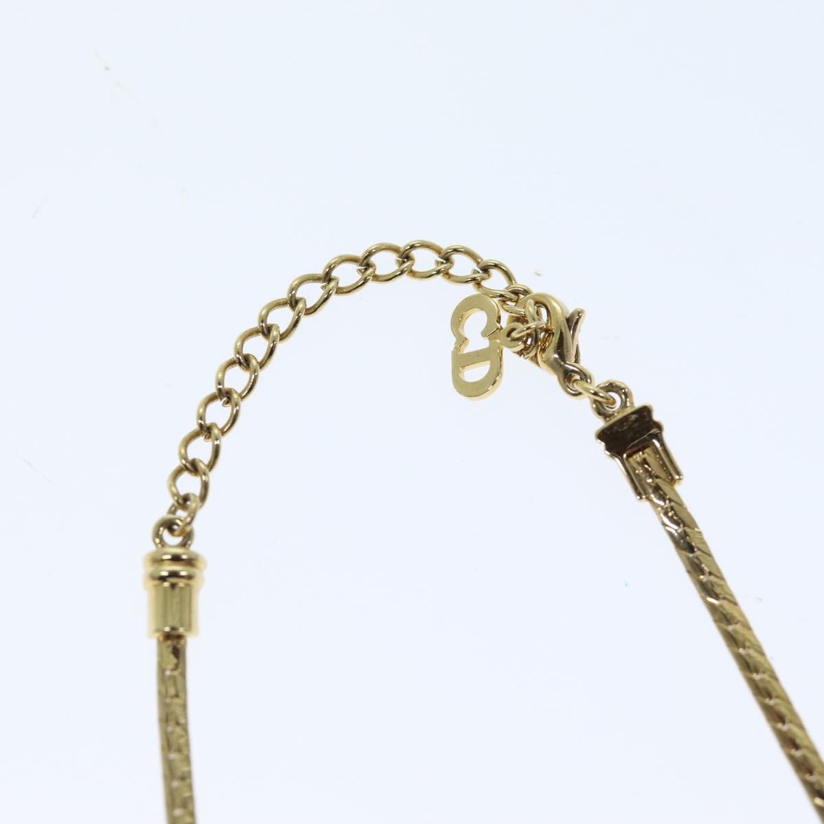 Christian Dior Stone Necklace Gold Auth am6145