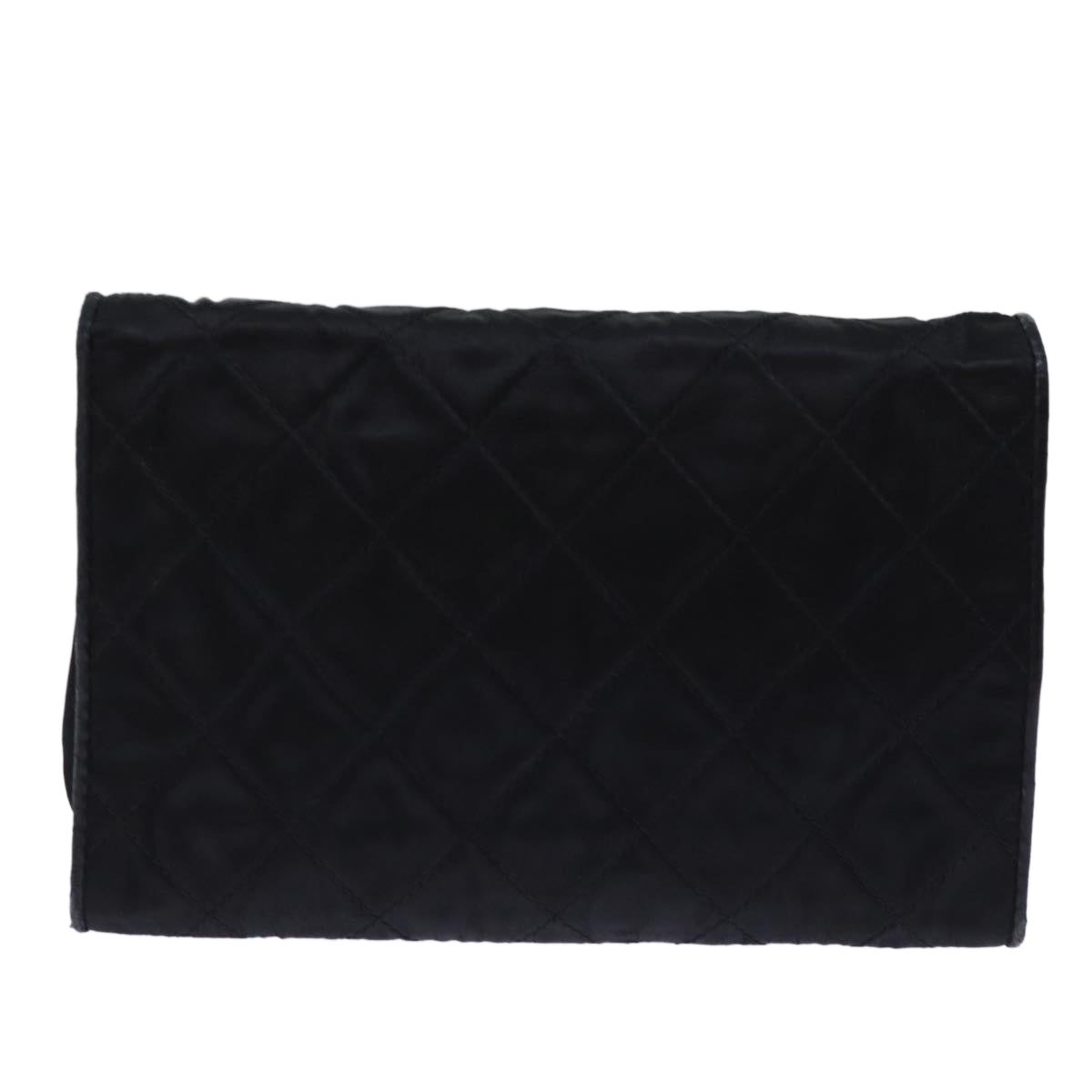 CHANEL Matelasse Chain Shoulder Bag Satin Black CC Auth am6152A - 0