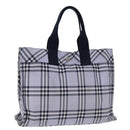 BURBERRY Nova Check Blue Label Hand Bag Nylon Blue Auth am6158-1