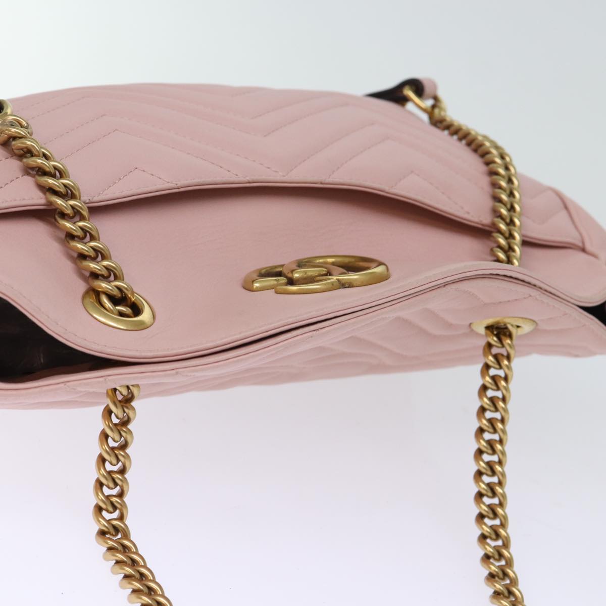 GUCCI GG Marmont Chain Shoulder Bag Pink 443501 Auth am6172