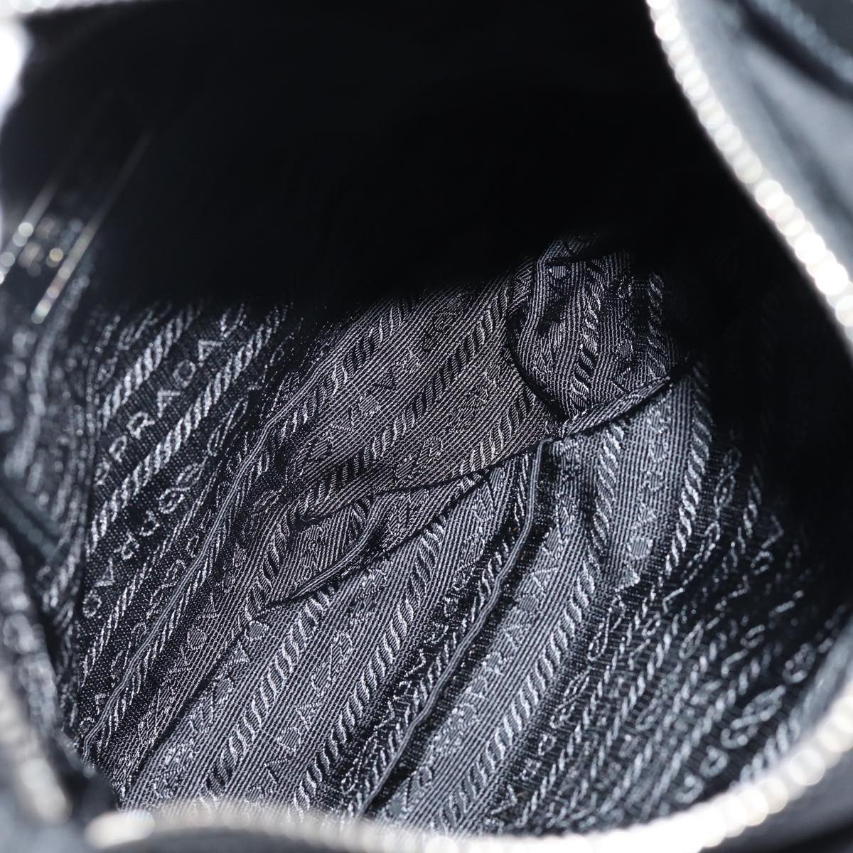 PRADA Shoulder Bag Nylon Leather Black Auth am6182