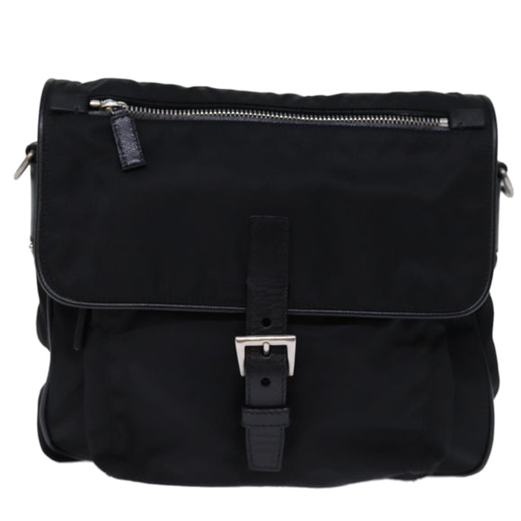 PRADA Shoulder Bag Nylon Leather Black Auth am6182V