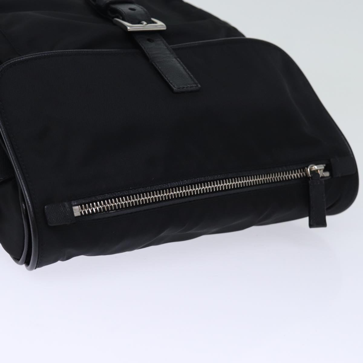 PRADA Shoulder Bag Nylon Leather Black Auth am6182