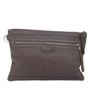 BALENCIAGA Clutch Bag Leather Gray 273022 Auth am6190-13