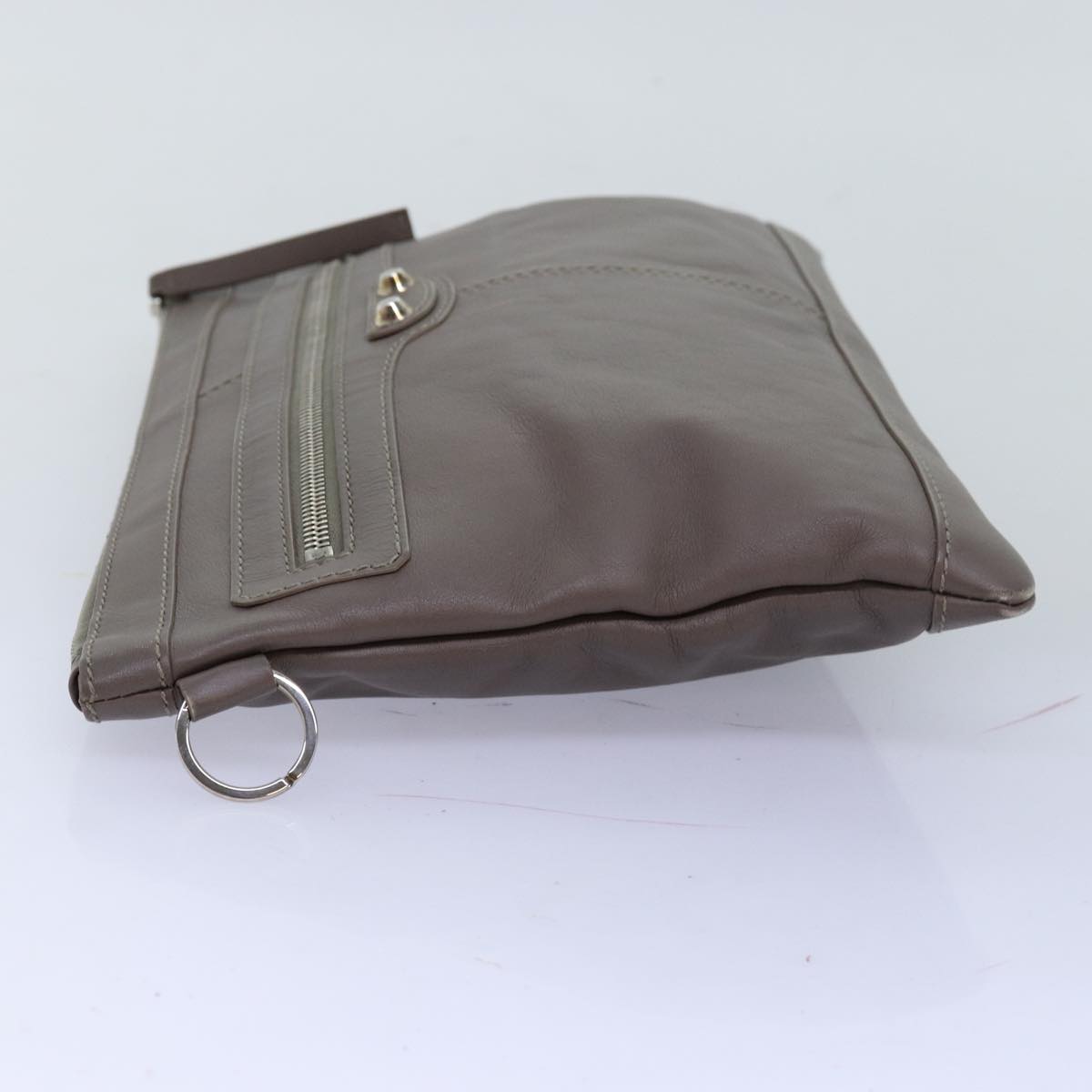 BALENCIAGA Clutch Bag Leather Gray 273022 Auth am6190