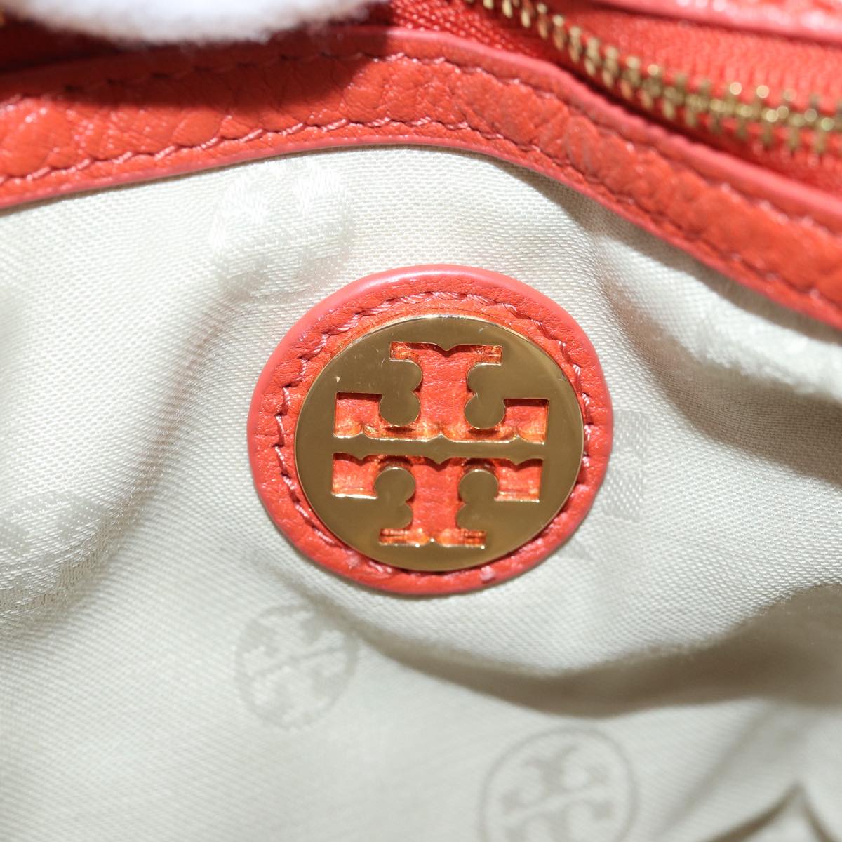 TORY BURCH Shoulder Bag Leather Orange Auth am6194