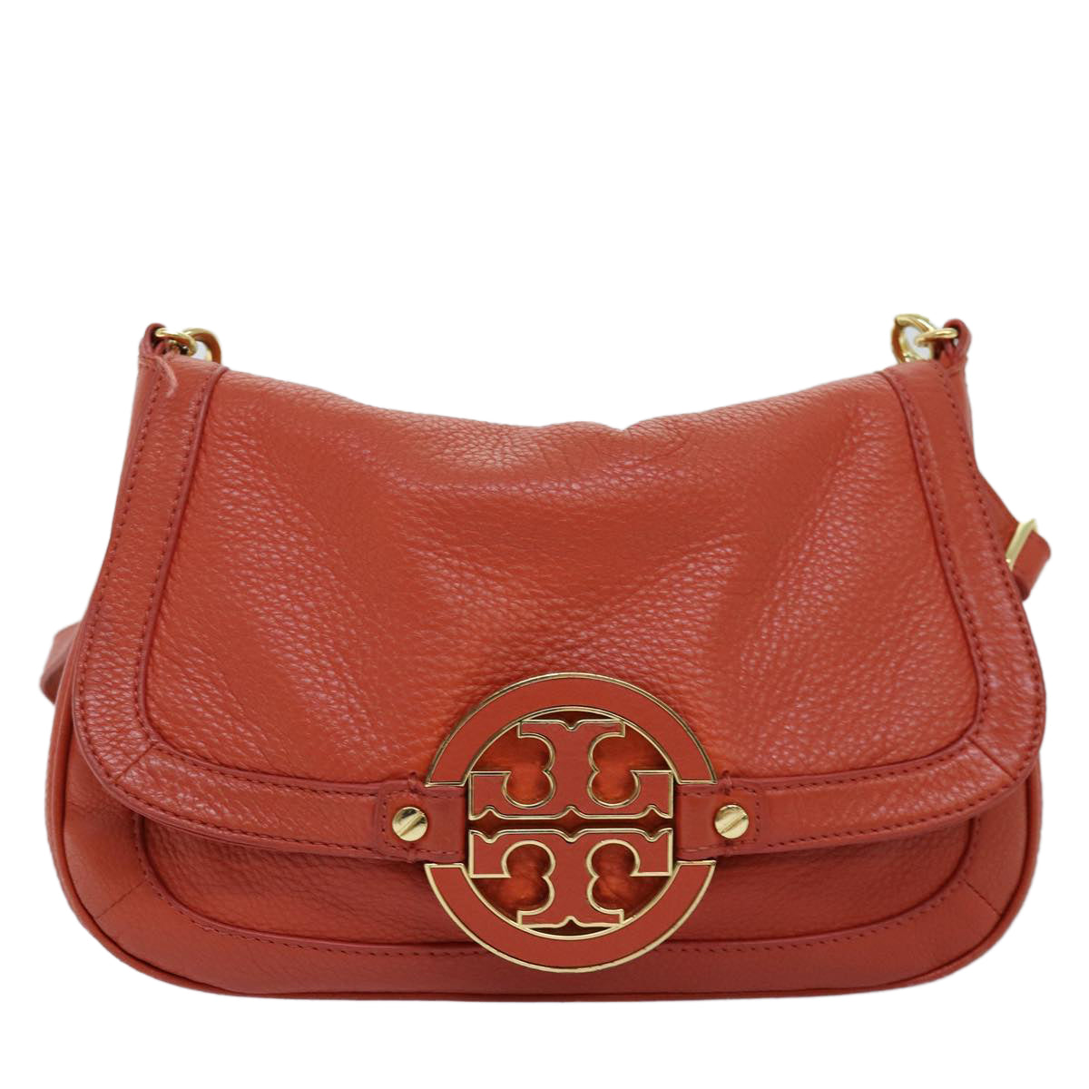 TORY BURCH Shoulder Bag Leather Orange Auth am6194