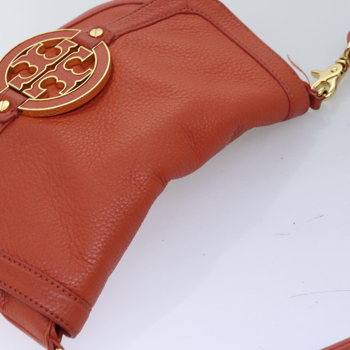 TORY BURCH Shoulder Bag Leather Orange Auth am6194