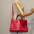 SAINT LAURENT Sac De Jules Hand Bag Leather 2way Pink 324823 Auth am6195-25