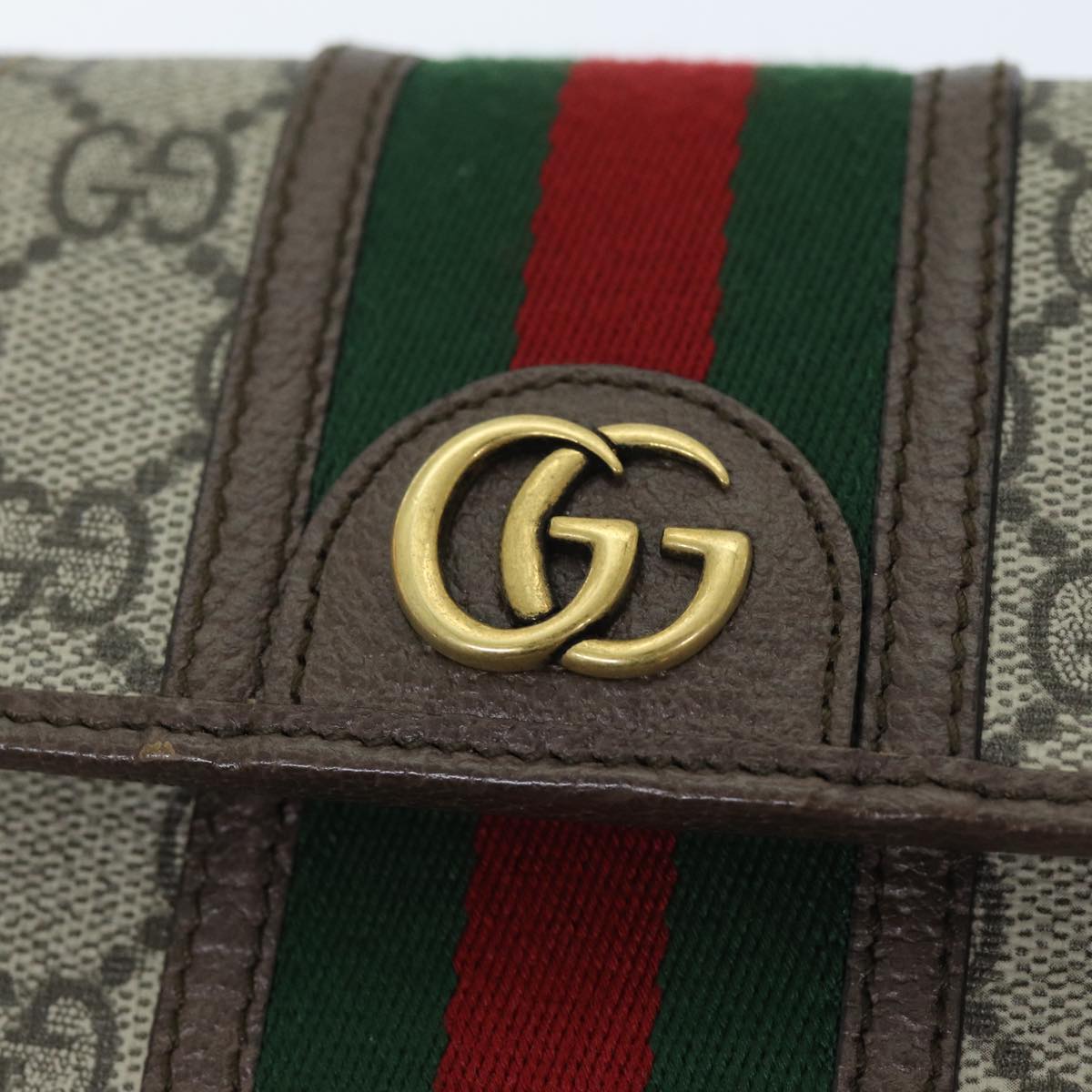 GUCCI GG Supreme Web Sherry Line Shoulder Bag PVC Beige Red 625757 Auth am6198