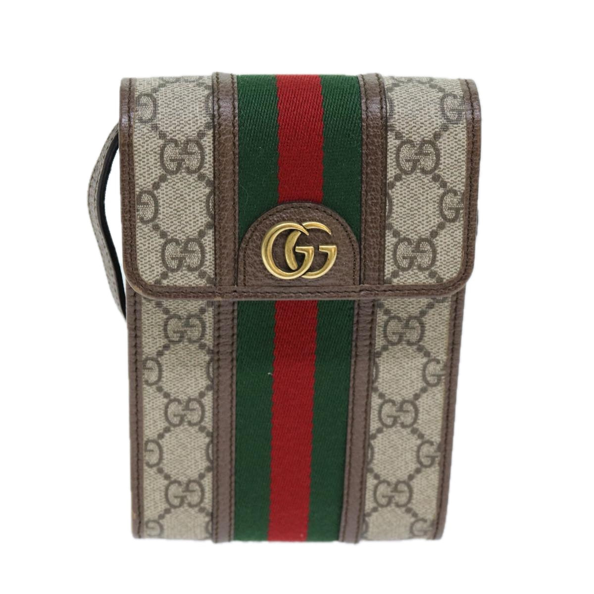 GUCCI GG Supreme Web Sherry Line Shoulder Bag PVC Beige Red 625757 Auth am6198