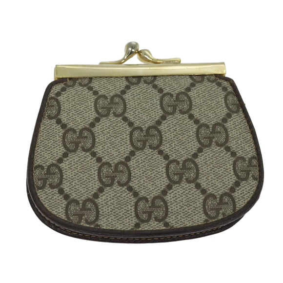 GUCCI GG Supreme Coin Purse PVC Beige 64 03 114 Auth am6199
