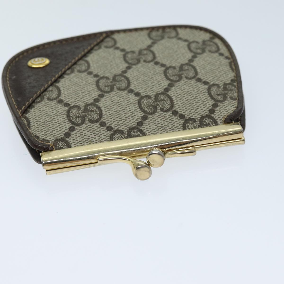 GUCCI GG Supreme Coin Purse PVC Beige 64 03 114 Auth am6199