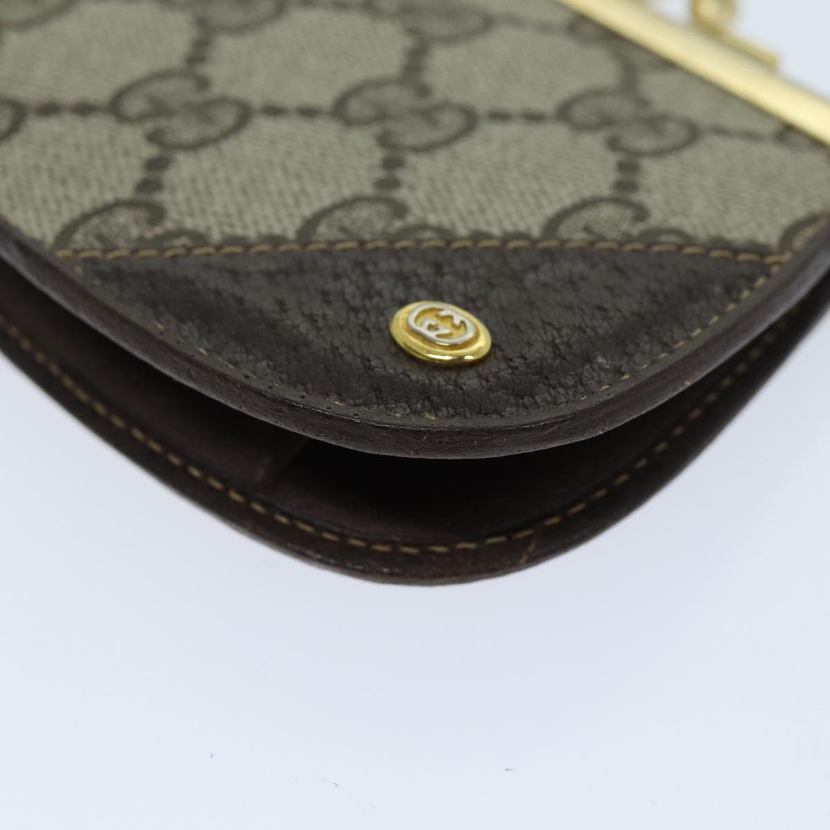 GUCCI GG Supreme Coin Purse PVC Beige 64 03 114 Auth am6199