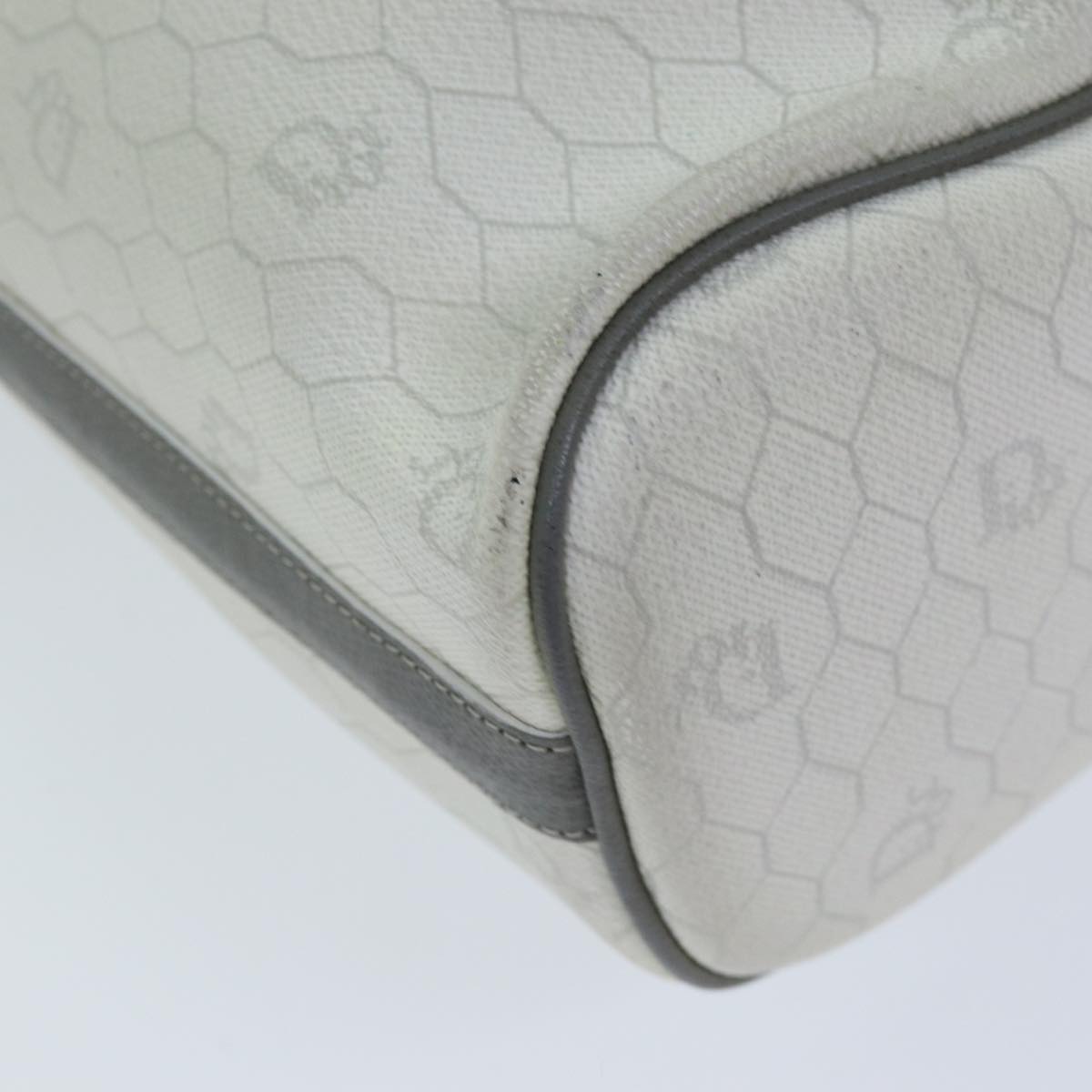 Christian Dior Honeycomb Canvas Shoulder Bag PVC Leather White Auth am6208