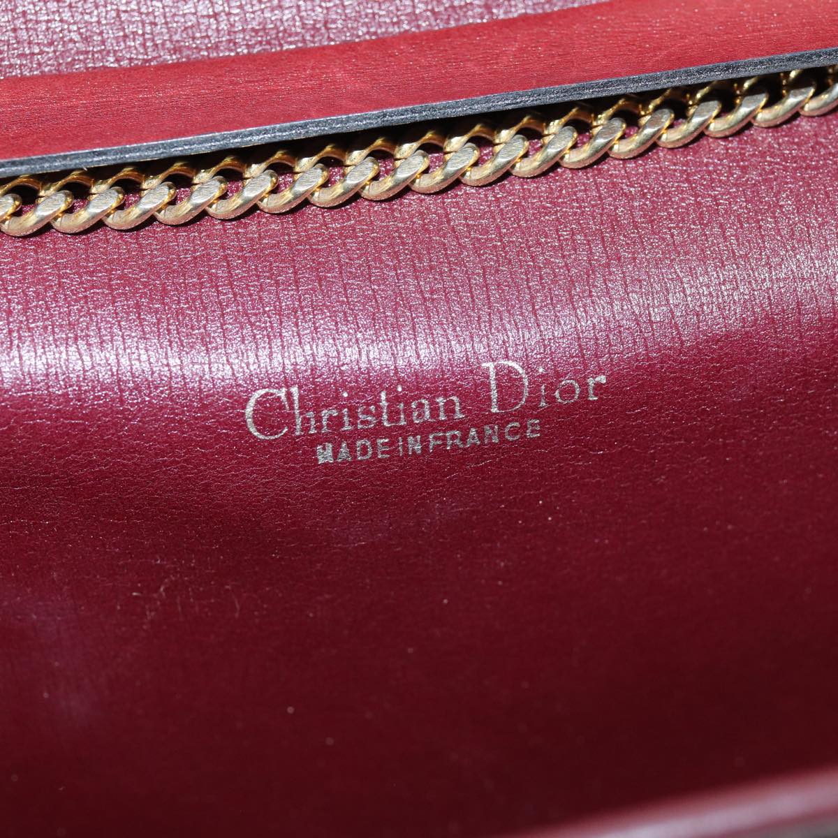 Christian Dior Chain Shoulder Bag Nylon Red Auth am6209