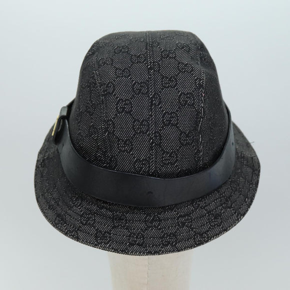 GUCCI GG Canvas Hat M Black Auth am6222