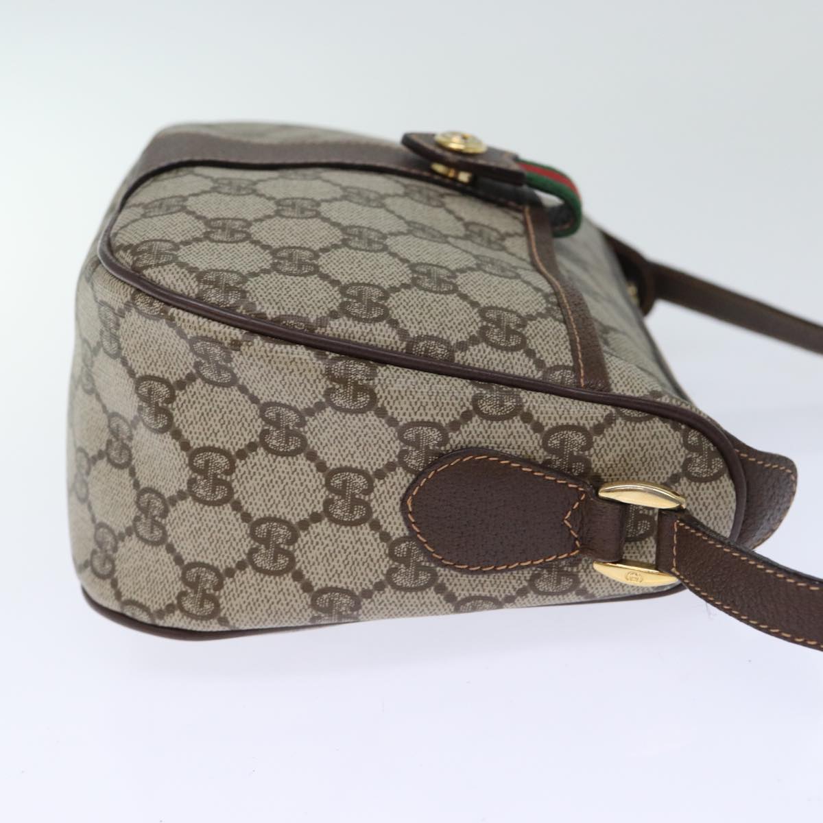 GUCCI GG Supreme Web Sherry Line Shoulder Bag Beige Red 89 02 032 Auth am6223