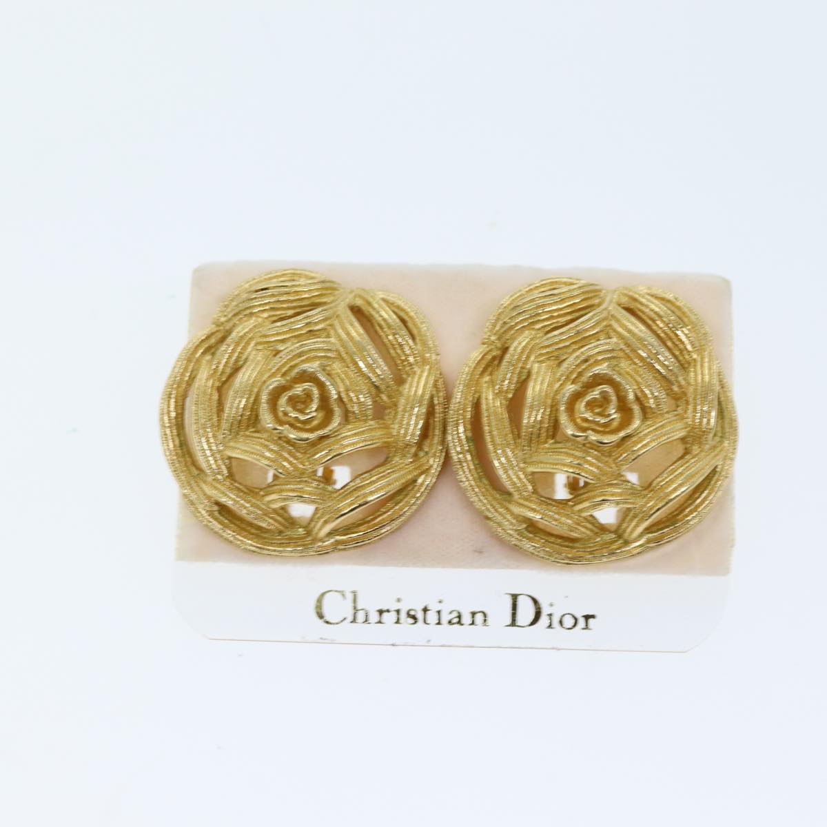 Christian Dior Earring Gold Auth am6232