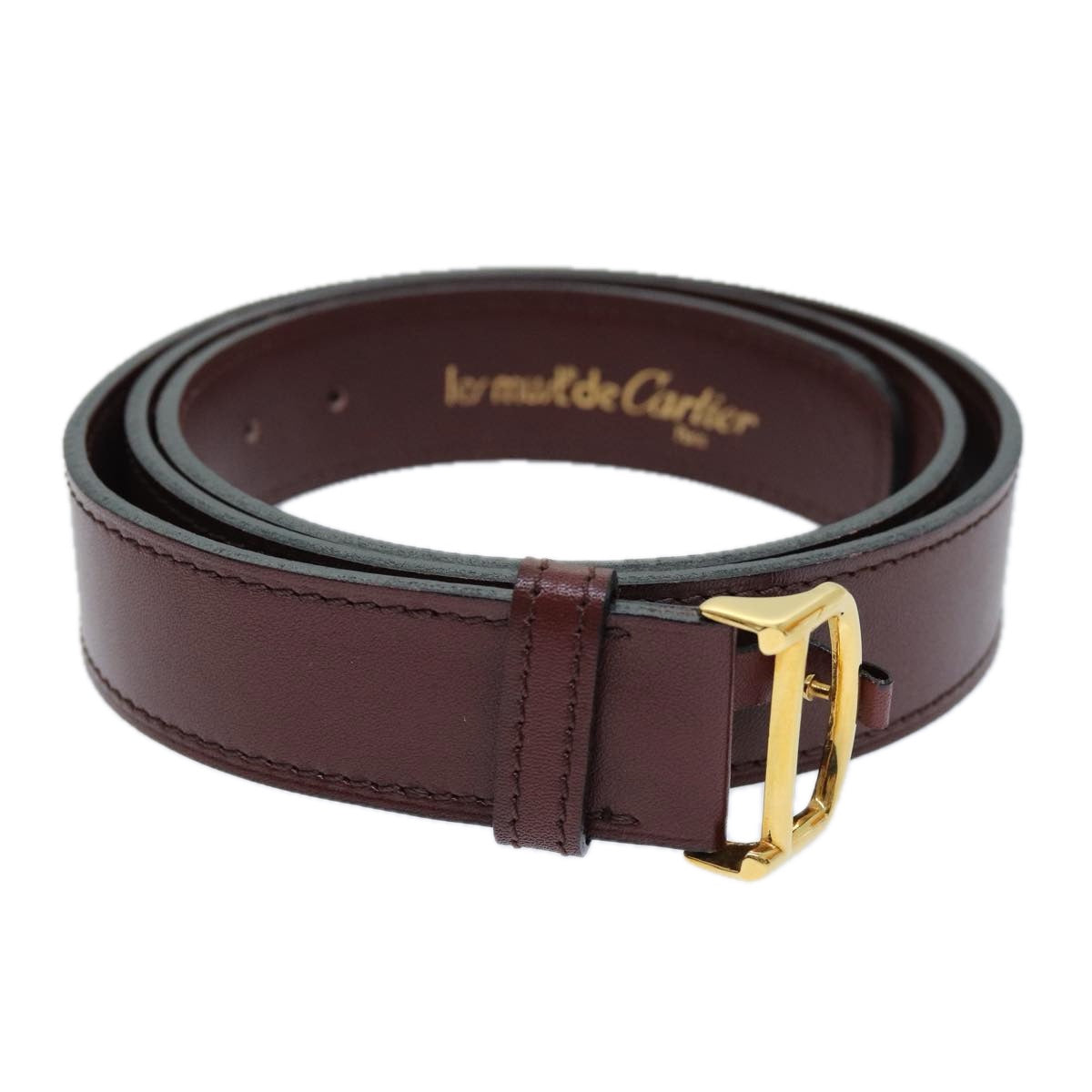CARTIER Belt Leather 39.8"" Red Auth am6240 - 0